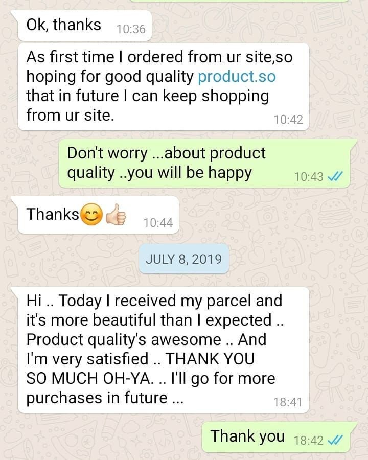 Customer chat or order receipt from a Beyond Lace partner