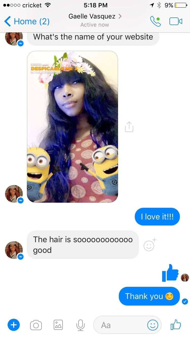 Customer chat or order receipt from a Beyond Lace partner