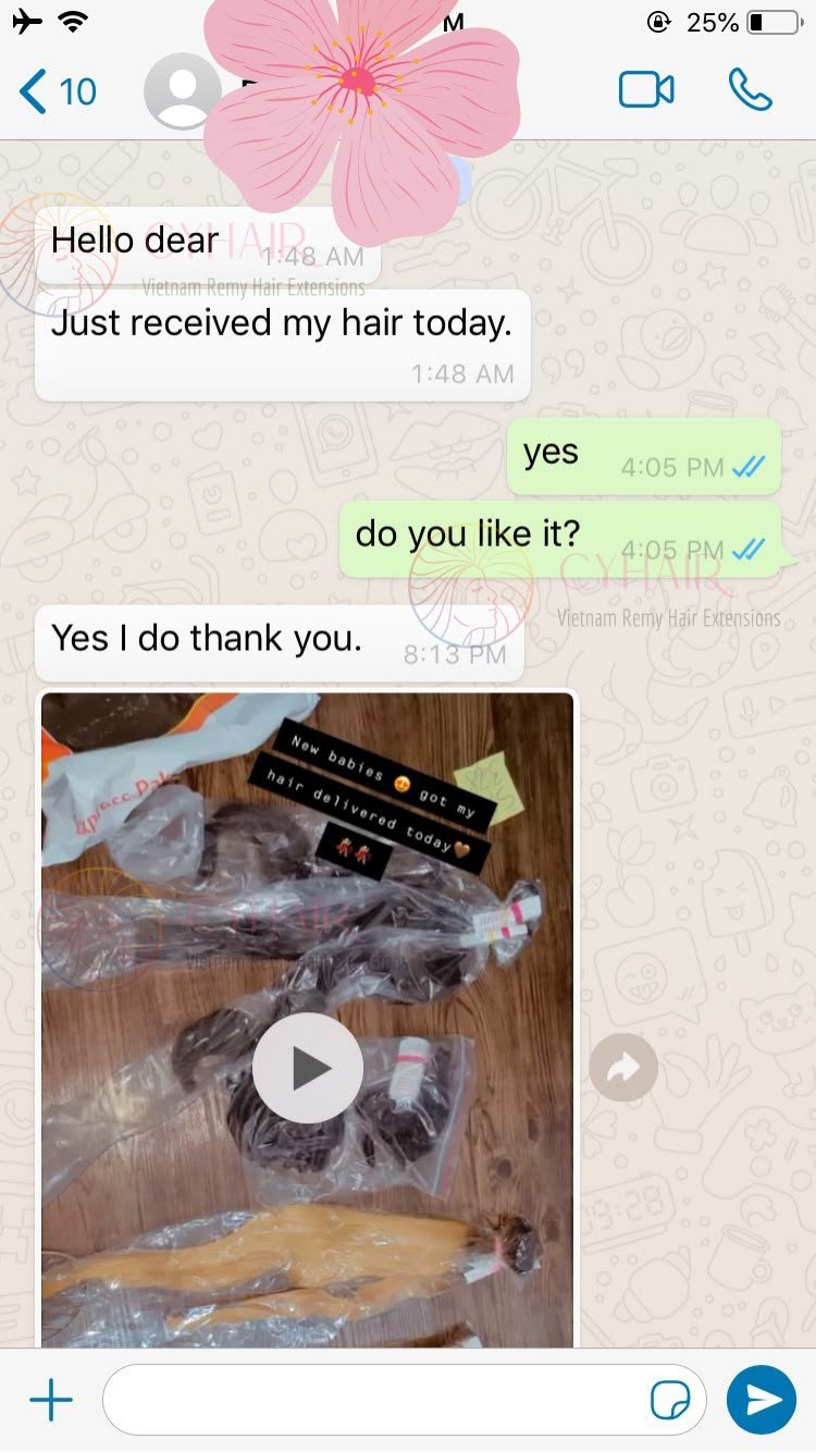 Customer chat or order receipt from a Beyond Lace partner